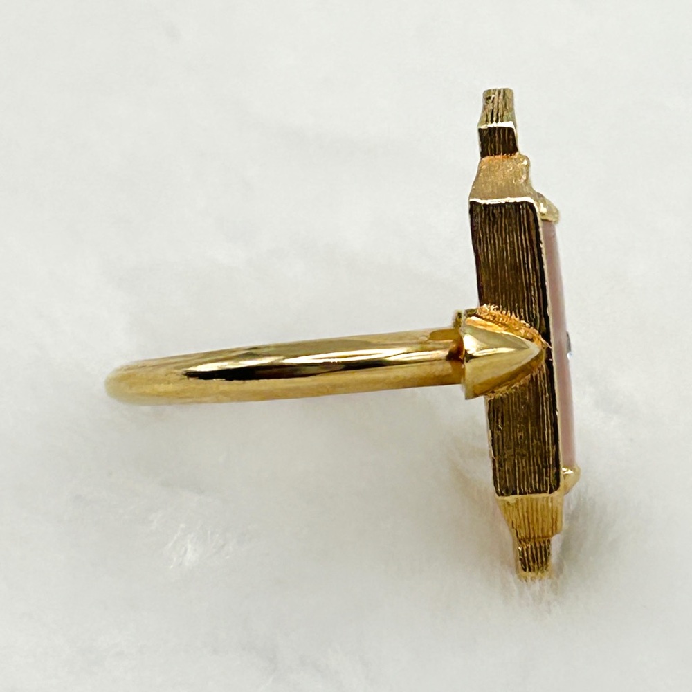 ✨ Vintage ‘Frostlights’ Art Deco Camphor Glass Gold Tone Ring – Size 7.5 ✨ - Picture 10 of 16